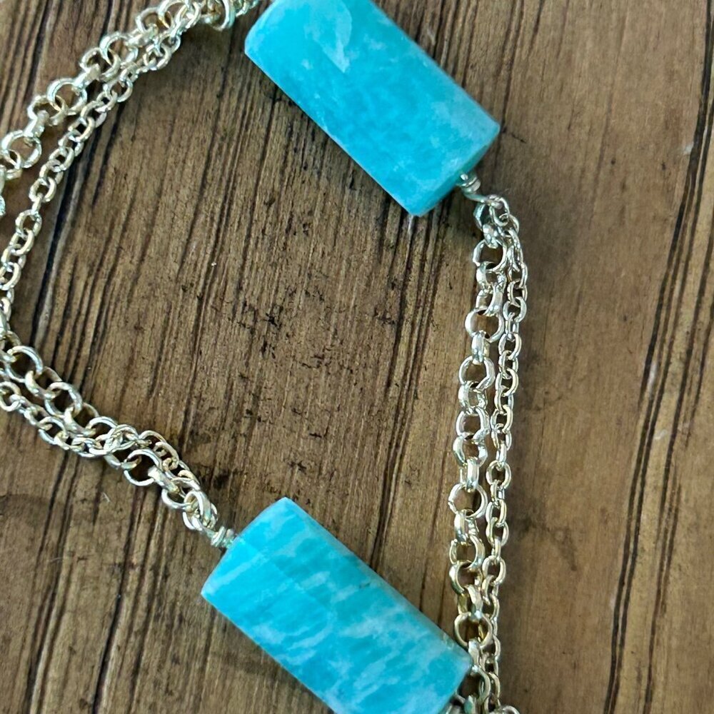 Rarities Carol Brodie Gold-Plated Silver Barrel-Cut Amazonite Bead Necklace NWT - Picture 13 of 14